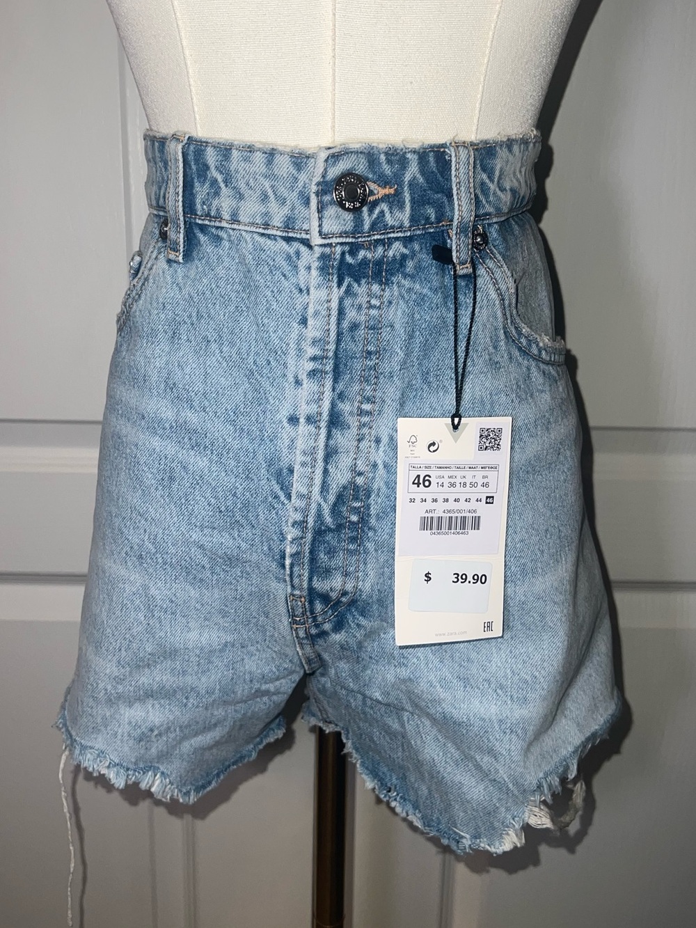 Zara Light Blue High-Waist Jean Shorts